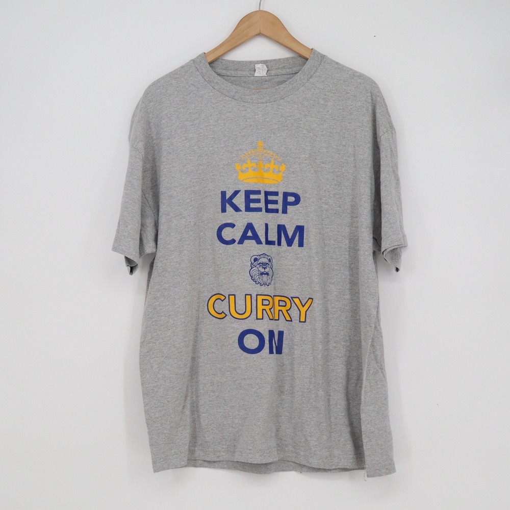 Alstyle Mens XL Keep Calm and Curry On Stephen Curry 30 Graphic T-Shirt Gray